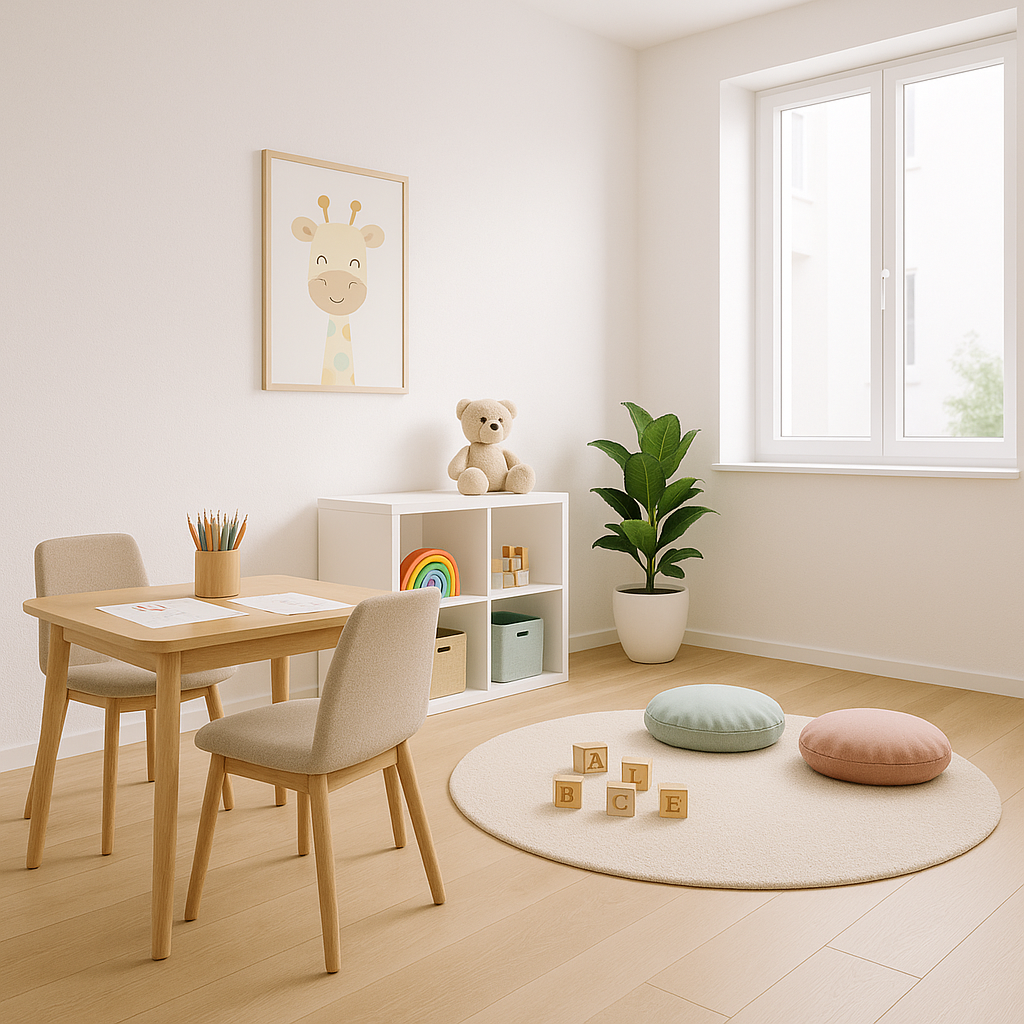 Moderner Therapieraum mit hellen Farben